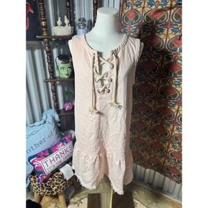 Aerie‎ Dress Womens Small Pink Sleeveless Lace Up Casual Mini Sundress